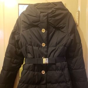 Kate Spade Black Alice Funnel Neck Coat
